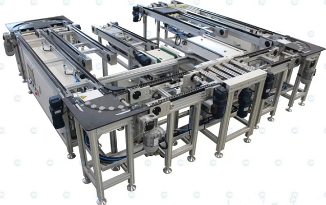 Sistema de transporte modular de cadena de doble velocidad