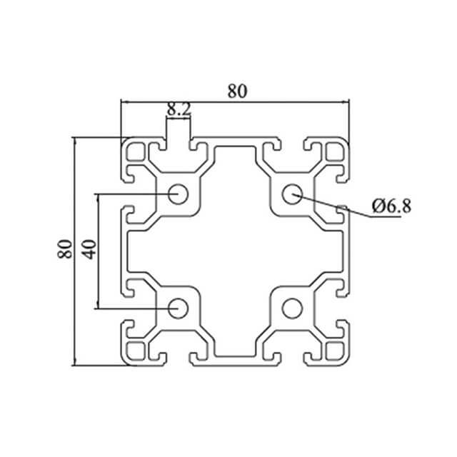 Perfil de aluminio con ranura en T industrial 8080 para vigas