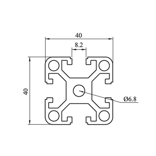 Perfil de extrusión de aluminio negro ranurado 4040D T