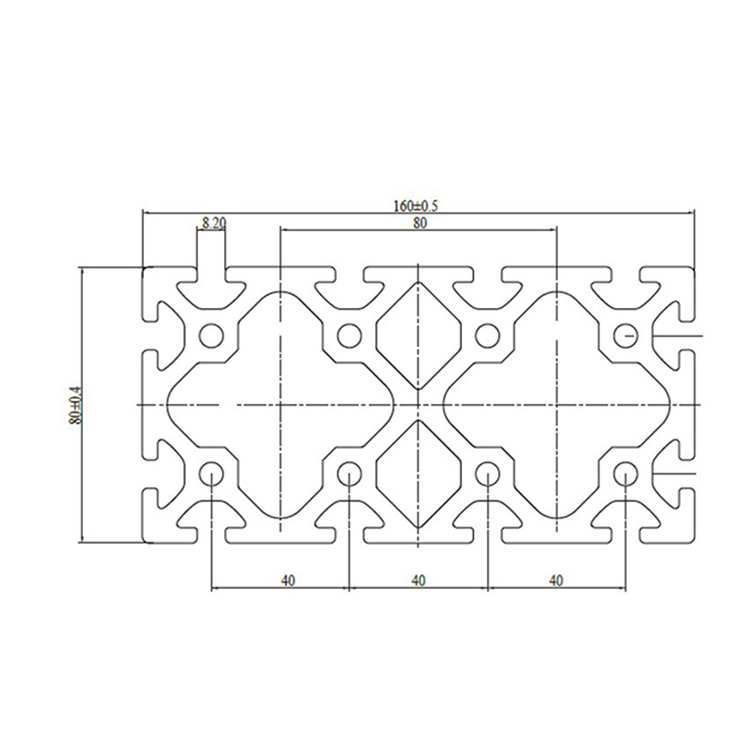 Perfil de vigas de aluminio anodizado con ranura en T 80160C