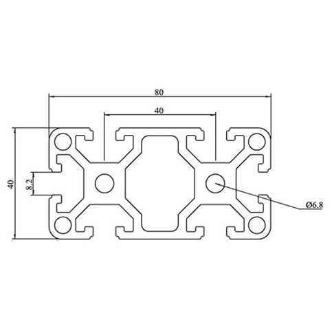 Perfil de aluminio extruido ranurado anodizado en T 4080D