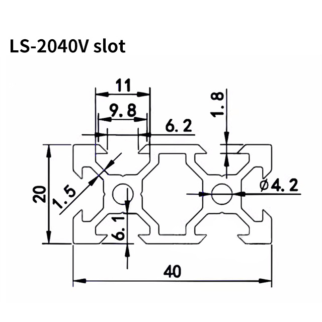 Perfil de extrusión de aluminio con riel lineal con ranura de 2040 V 