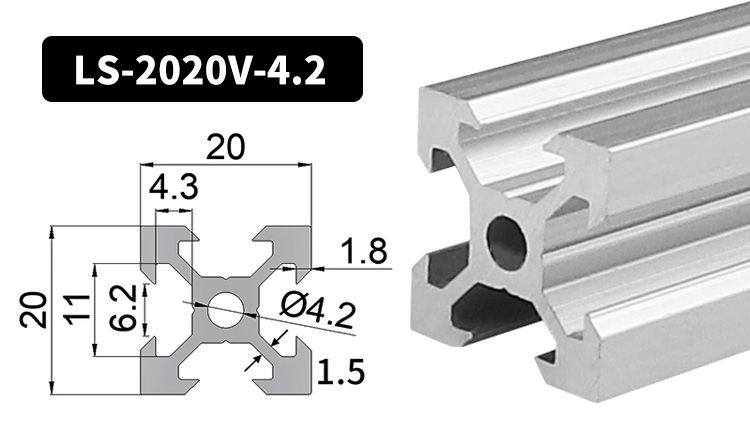 Perfil de extrusión de aluminio V Slot 2020 