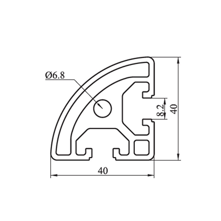 Perfil de extrusión de aluminio con arco con ranura en T 4040R