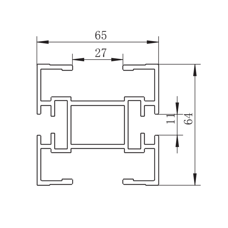 Perfil de aluminio de viga transportadora de cadena flexible de 65 mm