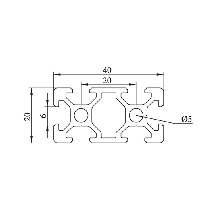 Perfil de aluminio de extrusión de ranura DIY que enmarca 2040 T