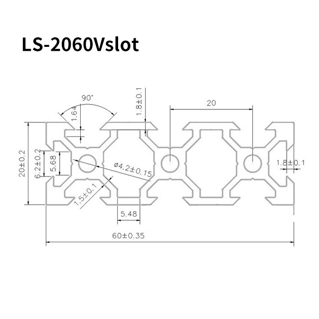 Perfil de extrusión de aluminio con carril lineal con ranura de 2060 V 