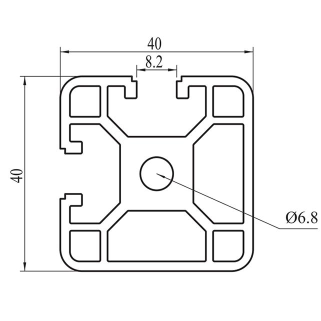 Perfil de aluminio extruido con ranura en T 4040BL 