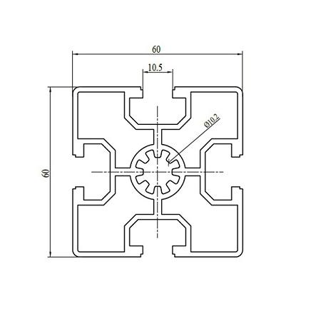 Perfil de aluminio extruido con ranura en T plateada 6060B