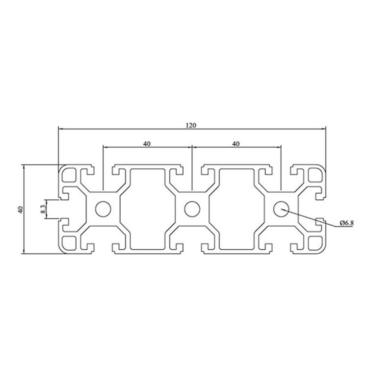 40120 Perfil de extrusión de aluminio ranurado en T anodizado