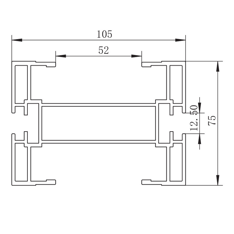 Perfil de aluminio de transporte curvo de cadena flexible de 105 mm