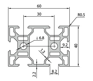 Perfil de aluminio extruido con ranura en T anodizada 4060 